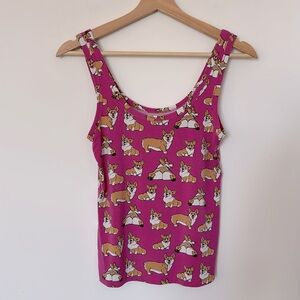 Meundies Me Undies Modal Tank Corgi Print Small Pink